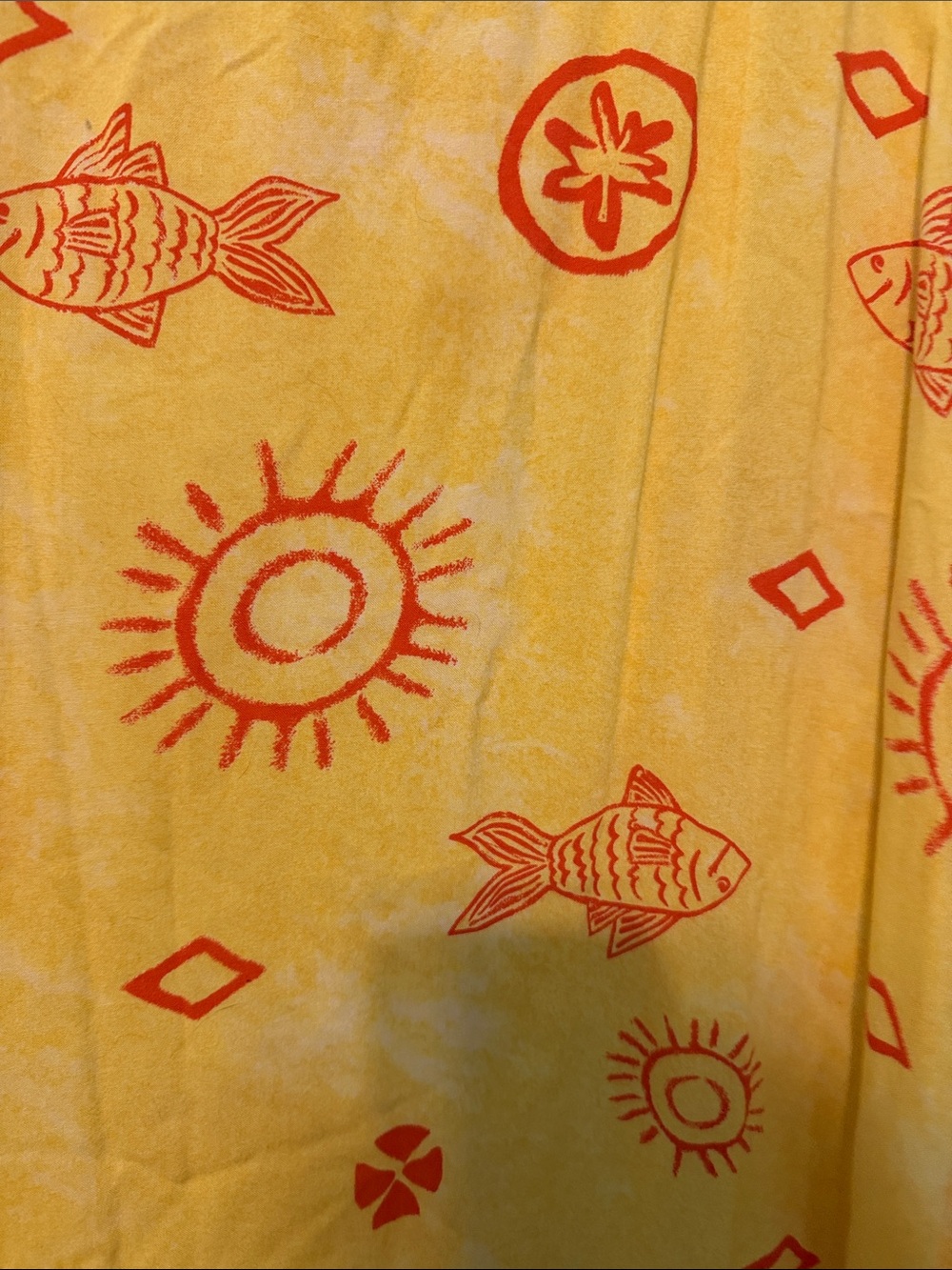 Jennifer Moore Vintage 90s Yellow Dress with Coral Fish Sun Motif Resortwear - Picture 8 of 10